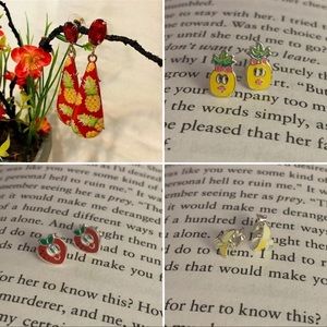 🍍🍌🍓 🍍4 Pairs Bundle Funny Fruit Earrings